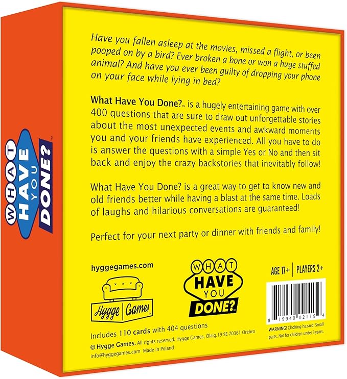 Hygge Games What Have You Done? | Get to Know Your Family and Friends Even Better | Hygge Board Games | Card Games for Adults and Teens | Party Games | Ages 17+ | Red Blue, 5.7 x 5.7 x 1.8 inches