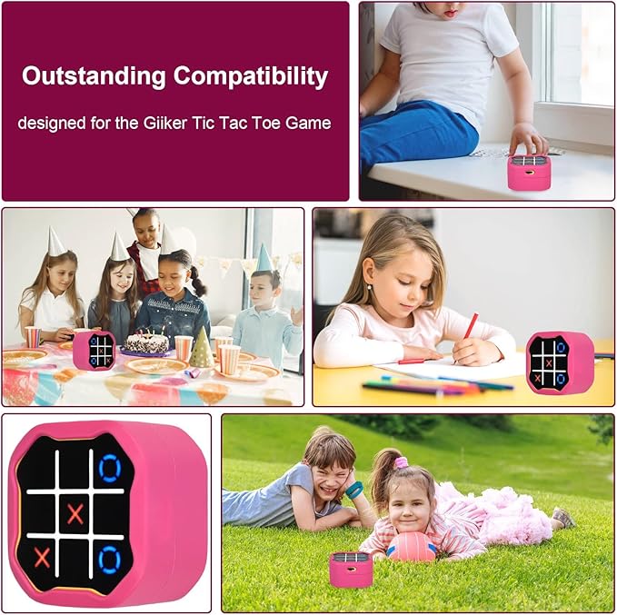 YouKnow Silicone Case Compatible with GiiKER Tic Tac Toe Bolt Game 3-in-1 Handheld Puzzle Game Console, Fidget Toys Board Games Cover for Kids and Adults (Case Only) (Pink)