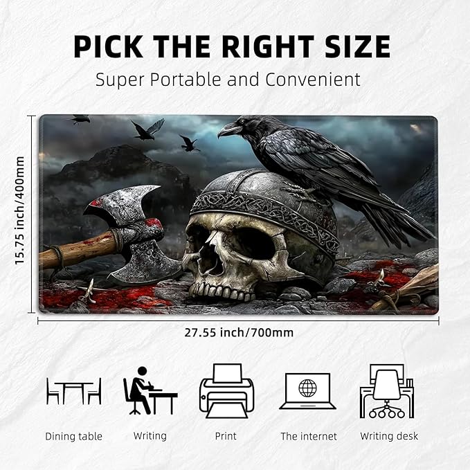 for MTG Playmat with Storage Bag, for TCG Playmat and Playing Card Mat for Magic Board Games, Non-Slip Skull Axe Desk Mat, Stitched Edges Game Mat, Rollable & Foldable Card Playmat