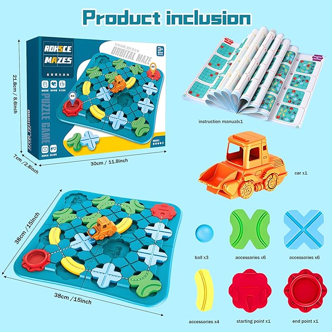 STEM Board Games Smart Logical Road Builder Brain Teasers Puzzle, Montessori Preschool Travel Toy Board Car Games for Kids Ages 4-8