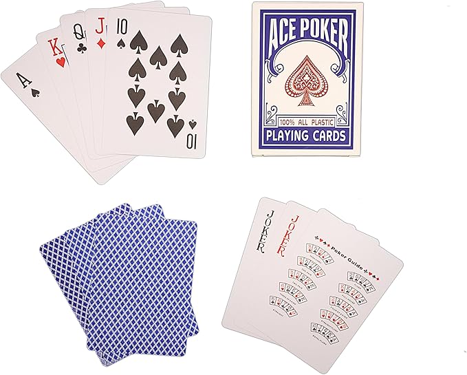 Ace Poker Waterproof Playing Cards: Perfect for Pool Games, Travel, Camping, Poker & Card Games for Adults - Ultimate Deck of Cards for All Occasions, Standard Index (Blue)