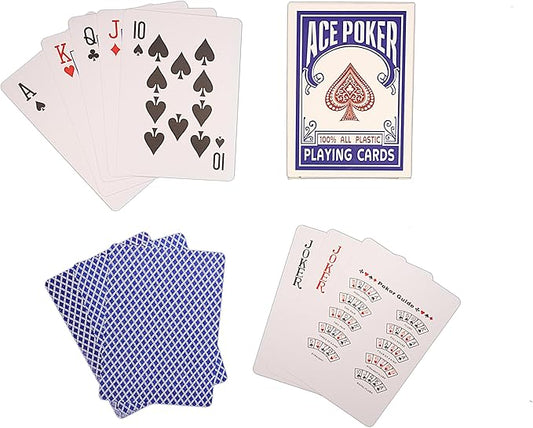Ace Poker Waterproof Playing Cards: Perfect for Pool Games, Travel, Camping, Poker & Card Games for Adults - Ultimate Deck of Cards for All Occasions, Standard Index (Blue)
