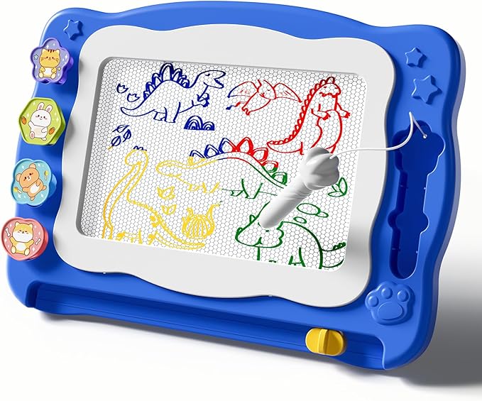 Magnetic Drawing Board Large Doodle Board Toddler Toys for Girls Boys 3 4 5 6 7 Year Old Kids, Montessori Preschool Educational Travel Toys Gifts Etch A Colorful Sketch Magnet Erasable Writing Pad