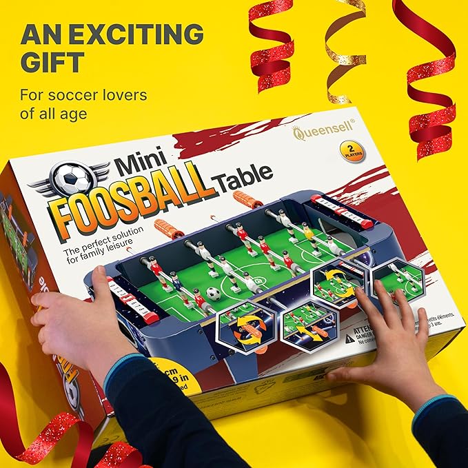 Mini Foosball Table for All Family – 21-Inch Mini Soccer Game, Mini Soccer Table Game for Family Game Nights - Simple Assembly Required
