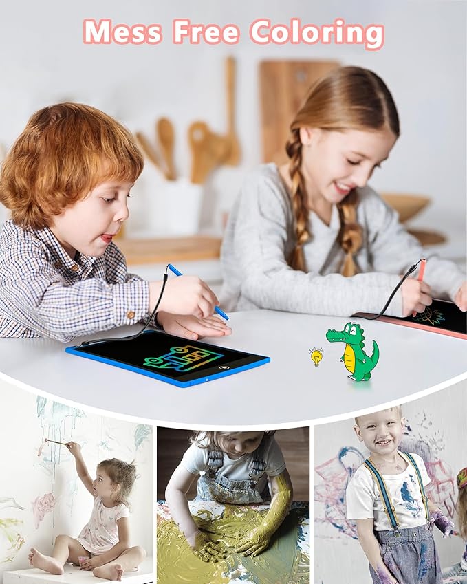 KOKODI 2 Pack LCD Writing Tablet for Kids, 8.5 Inch Colorful Doodle Board, Car Trip Travel Games Learning Toys, Erasable Toddler Drawing Pad, Birthday Gifts for Boys Girls Age 3 4 5 6 7 8(Blue & Pink)