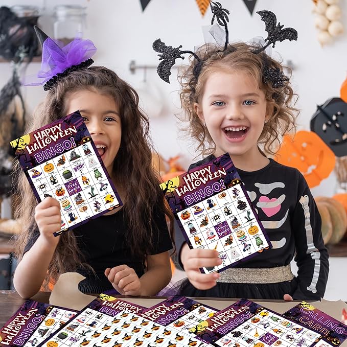 Halloween Bingo Game Cards for Adults, 24 Players Halloween Bingo Game Halloween Bingo Cards Halloween Party Games for School Office Classroom Family Activities Halloween Party Supplies
