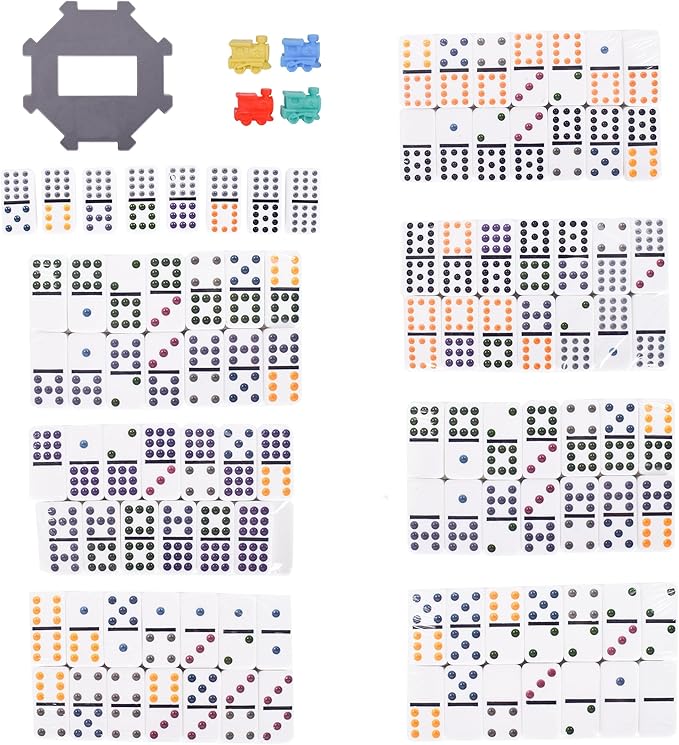 Sunny Days Entertainment Elbow Room Games Double Twelve Dominoes Set with 91 Dominoes, 10 Trains, Starter Piece, Scorepad – Perfect for Mexican Train, Block, and Draw – for 2-8 Players