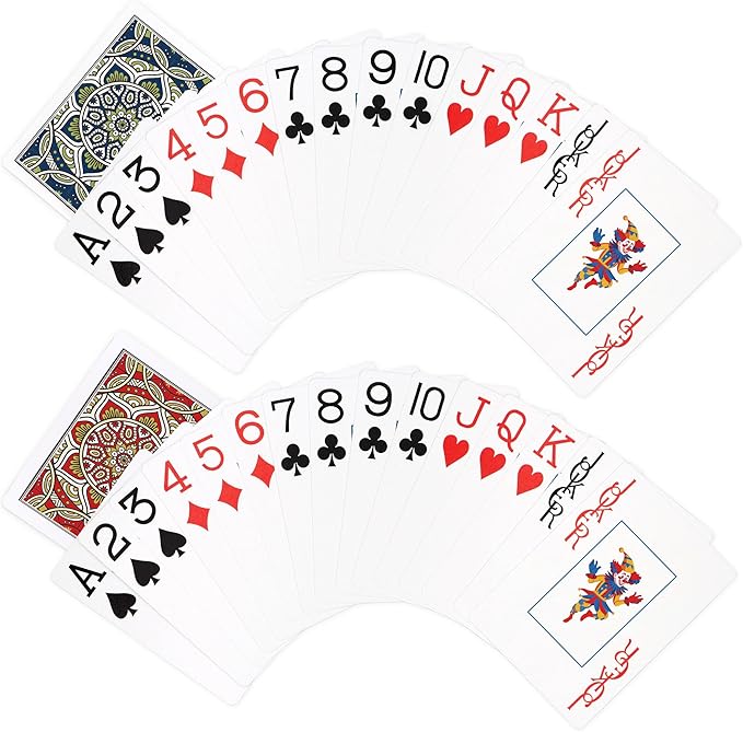 Plastic Playing Cards 2 Pack Waterproof Poker Card,Jumbo Large Print Playing Cards for Adults Seniors,2 Decks of Cards Set Poker Size Cards Professional for Fun Card Game