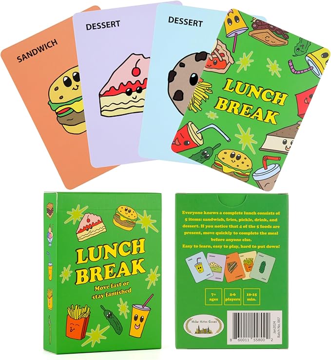 Lunch Break - Card Game with The Thrill of Slapjack and Suspense of Spoons - Fast-Moving Card Slapping Fun for Adults and Kids Ages 7+ and 2-6 Players - New Games for Game Night