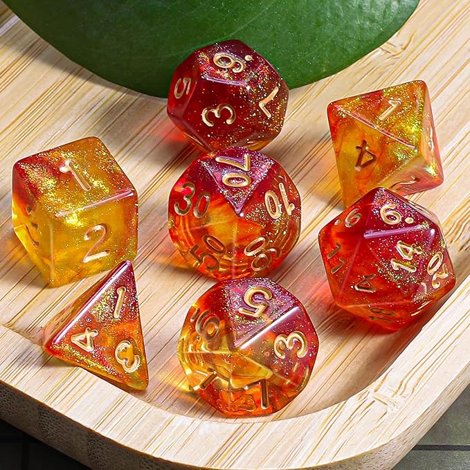 CiaraQ DND Polyhedral Dice Set with a Black Dice Bag for D&D RPG MTG Role Playing Table Games
