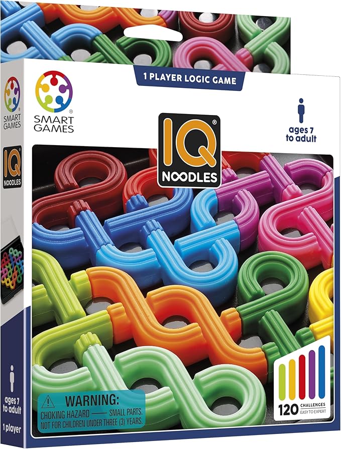 SmartGames IQ Noodles - A Travel Friendly Logic Puzzle for Ages 7 - Adult with 120 Challenges and 2 Play Modes!