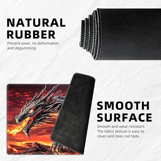 for MTG Playmat with Storage Bag, for TCG Playmat and Playing Card Mat for Magic Board Games, Non-Slip Fire Dragon Desk Mat, Stitched Edges Game Mat, Rollable & Foldable Card Playmat