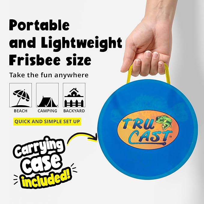 TruCast Fishing Game, Lightweight and Portable Kids Fishing Game with 4 Foldable Fish Targets, Kids Fishing Rod, Easy to Set Up, Perfect for Backyard Parties, Camping Trips, Beach Vacations