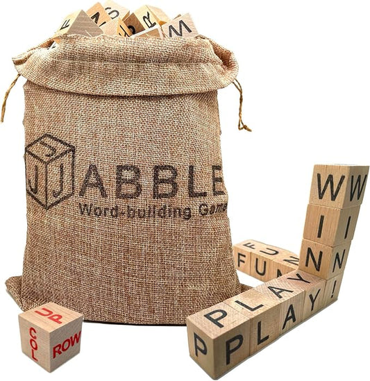 Word-Building Game | Stacking Game, Word Game, Crosswords & Up-Words, Hardwood Letter Blocks, Burlap Drawstring Pouch, One or More Players, Classic Edition (Amazon Exclusive)