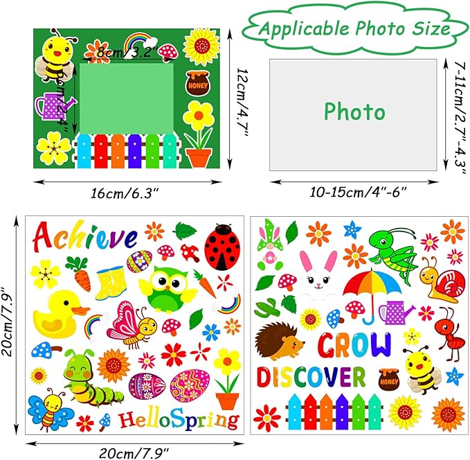 30 Packs Spring Craft Kits for Kids Bulk Springtime DIY Picture Frame Craft Flower Butterfly Easter Art Craft Mothers Day Craft Party Favors Home Classroom Game Activities Bulletin Board Decoration