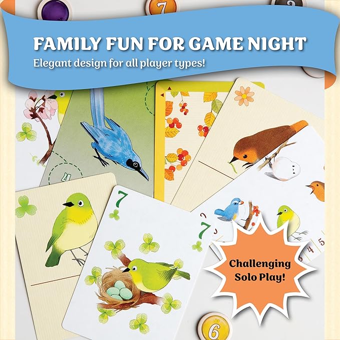 Songbirds Card Game - Fun Family Board Game for 1-4 Players - Easy to Learn Featuring Bird Art