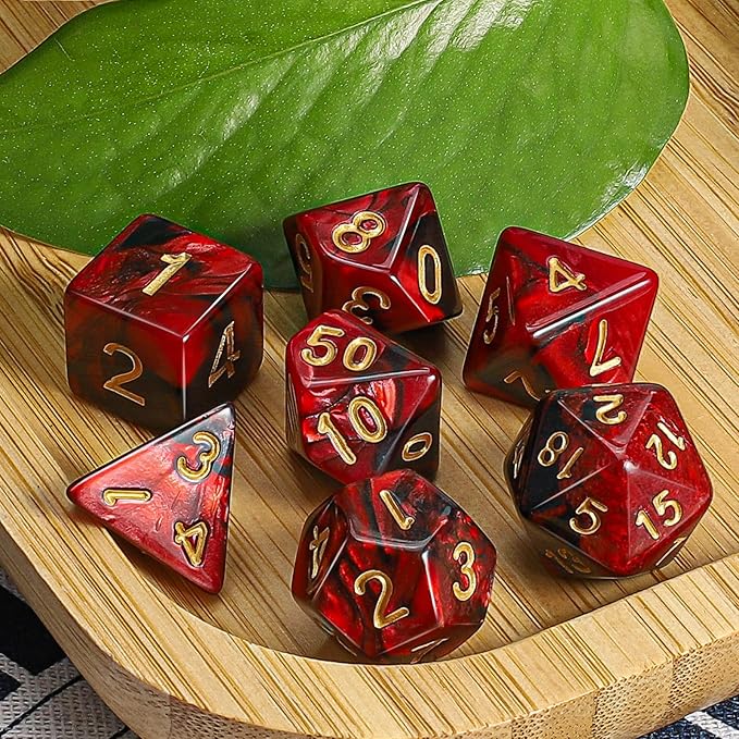 CiaraQ DND Polyhedral Dice Set with a Black Dice Bag for D&D RPG MTG Role Playing Table Games
