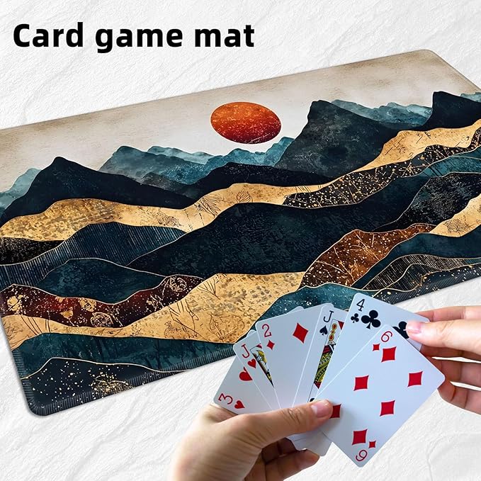 for MTG Playmat with Storage Bags, Card Playmat for TCG Card Playing Game,Rollable & Foldable for PTCG and Board Game Mat for Cards,Non-Slip Mountain Sun Desk Mat for Home Office