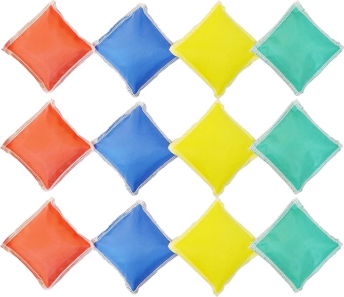 GSi Mini Bean Bags for Kids: 12 Pack of Soft Throwing Bags for Toss Games, Sensory Play, PE, Juggling & Outdoor Activities
