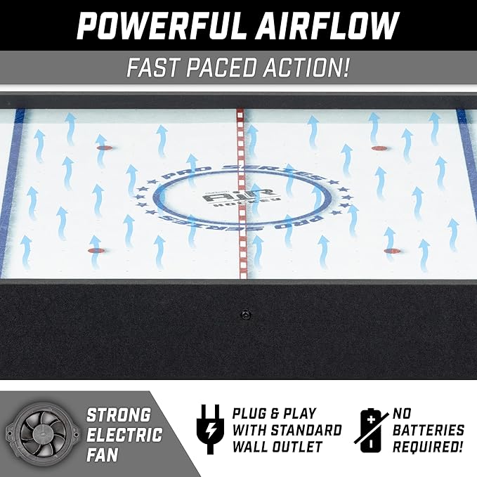 GoSports 40 Inch Table Top Air Hockey Game for Kids - AC Outlet Powered Motor - Black or Oak