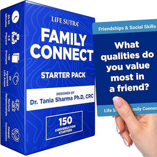 LifeSutra Family Card Games - 150 Conversation Cards for Families, Fun Adults & Teens/Kids Therapy, Relationship & Road Trip Games
