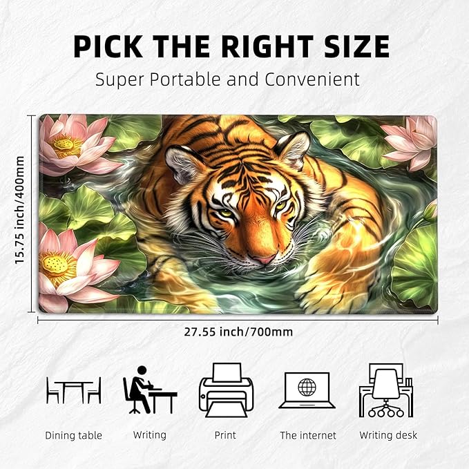 for MTG Playmat with Storage Bag, for TCG Playmat and Playing Card Mat for Magic Board Games, Non-Slip Tiger Desk Mat, Stitched Edges Game Mat, Rollable & Foldable Card Playmat