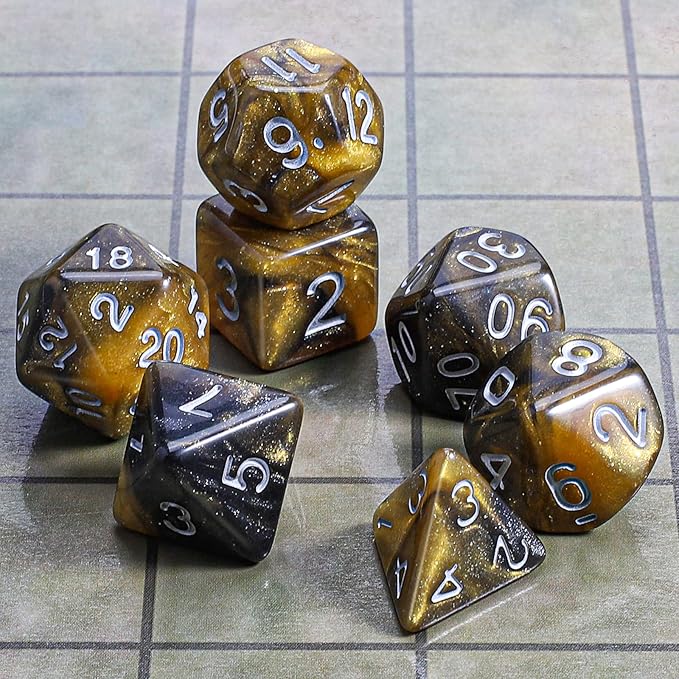 CiaraQ DND Polyhedral Dice Set with a Black Dice Bag for D&D RPG MTG Role Playing Table Games