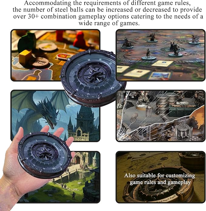 Metal DND Wand Dice Set with 7-in-2 Spinning Wheels - Provide Over 30+ Combination Gameplay Options, Color Changing Random dice Magic Circle for Dungeons and Dragon 40K RPG