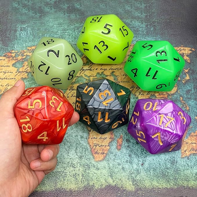Large 55mm D20 Dice,20 Sided DND Dice,D20 Giant Polyhedral Dice, Large D20 Dice,20 Sided Cube D&D Dice Set for Dungeons and Dragons, RPG, MTG Table Games