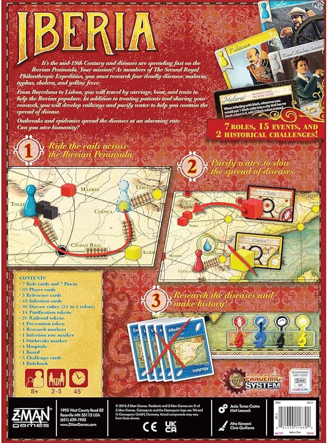 Pandemic: Iberia - Historic Disease-Fighting Board Game - Cooperative Strategy Game for Adults and Kids, Ages 8+, 2-5 Players, 45 Minute Playtime, Made by Z-Man Games