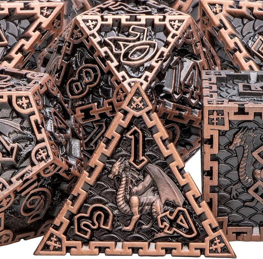ARUOHHA DND Metal Dice Set with Gift Box, Role Playing Game 6 Sided Polyhedra Dice Set for RPG Board Games, D and D Dice D20 D12 D10 D8 D6 D4