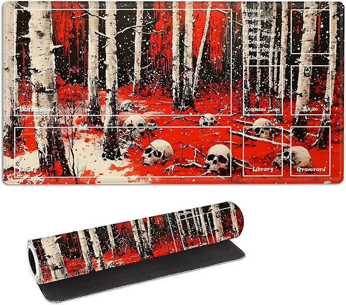 for MTG Playmat with Zones Storage Bag,for TCG Playmat and Playing Card Mat for Magic Board Games, Skulls Non Slip Stitched Edges Game Mat, Rollable Foldable Card Playmats