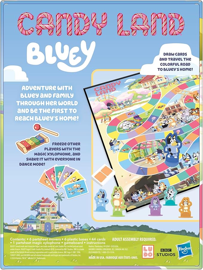 Hasbro Gaming Candy Land Bluey Edition Board Game | Ages 3 and Up | 2-6 Players | Play as Dad, Mum, Bluey, Bingo, Muffin, or Socks | Preschool Games | Kids Gifts (Amazon Exclusive)