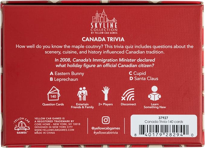 Skyline Collection Trivia Set - Canada Trivia, 140 Question Cards - Game Night Entertainment for Families & Friends