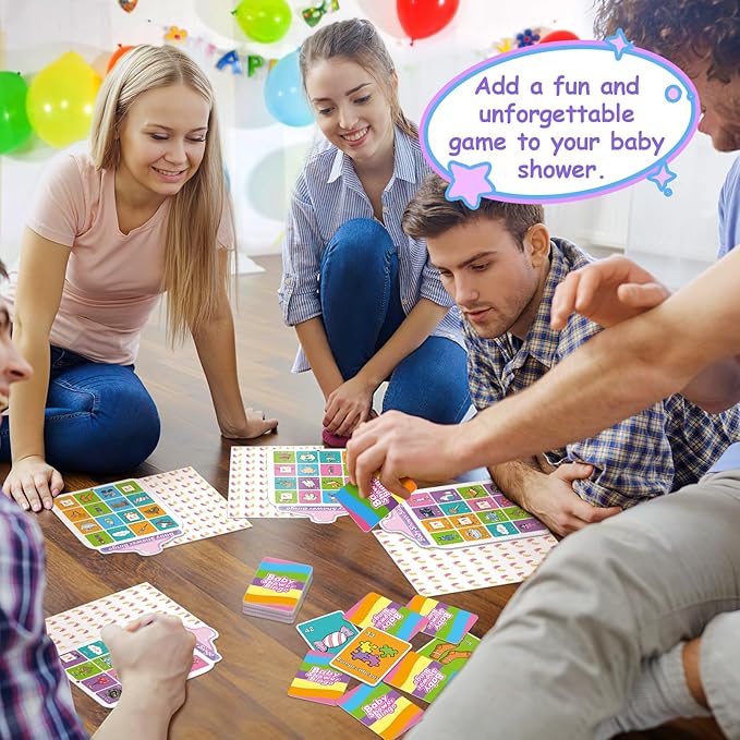 Baby Shower Games for Girl or Boy - 40 Bingo Cards, Activities for Adults and Kids, Party Ideas