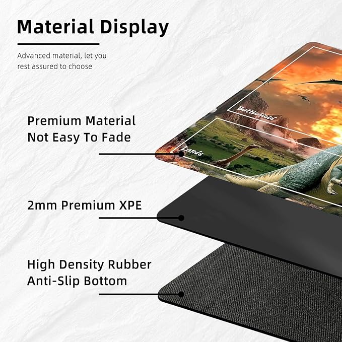 for MTG Playmat with Zones Storage Bag,for TCG Playmat and Playing Card Mat for Magic Board Games, Dinosaur Non Slip Stitched Edges Game Mat, Rollable Foldable Card Playmats