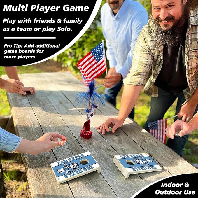 Tabletop Cornhole Game Set | Officially Licensed College Mini Football Cornhole Board Game | Includes Coins