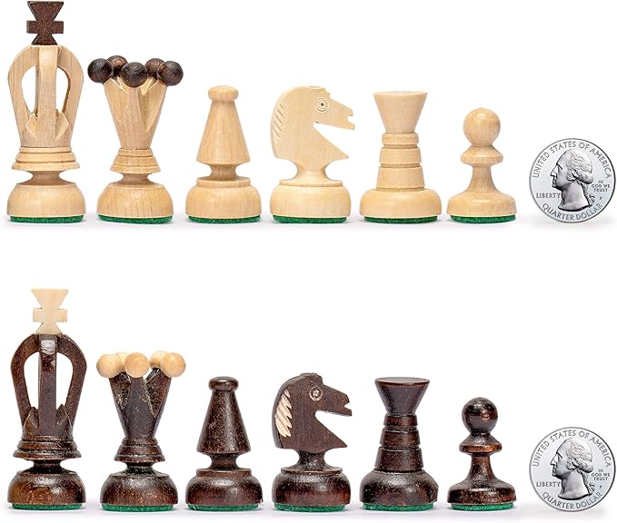 Husaria European International Chess Wooden Game Set, King's Classic - 11.3-Inch Small Size Chess Set with Folding Board and Felt Bottom Chessmen
