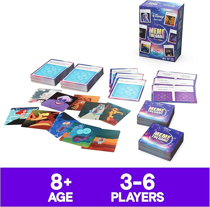 Spin Master Games, Disney Meme The Game, Disney Card Game for Hilarious Family Fun, Funny Caption Contest with Classic & Modern Characters, for Kids & Family, 3-6 Players, for Ages 8 & Up
