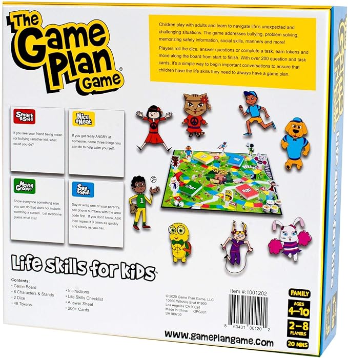 The Game Plan Life Skills for Kids Board Game, Social Skills Activities for Kids Ages 4-10, Family Board Games, Problem Solving, Feelings Management Card Games 2-8 Players