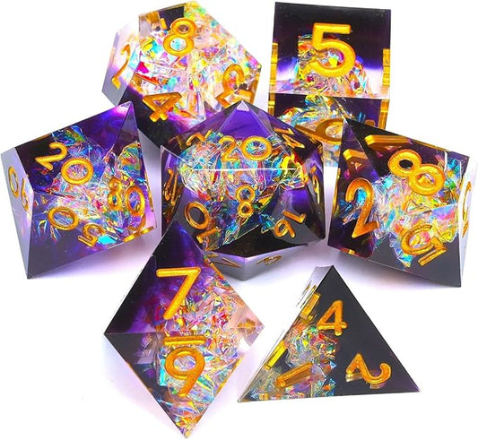 Resin dice Set, Dungeons and Dragons polyhedral DND dice Set, Suitable for Role-Playing Game RPG Explorer Magic: The Gathering Pioneer Game DND dice Set (7 Pieces)