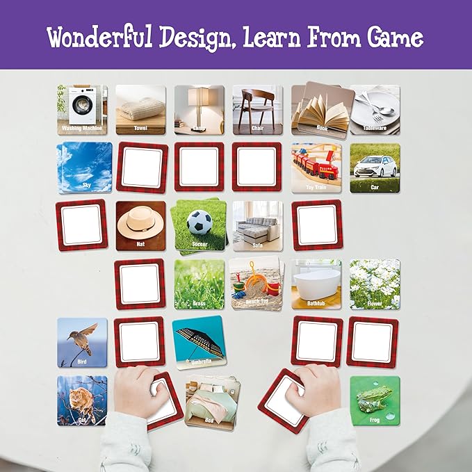 Hebayy 72 PCS Daily Items Matching Game, 36 Designs Everyday Objects Memory Cards Engaging Picture Matching Game, Educational Learning Toys for Preschool 4 5 6 Years Old