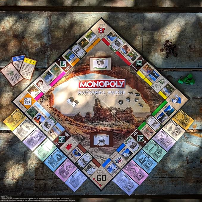 Monopoly National Parks 2020 Edition | Featuring Over 60 National Parks from Across The United States | Iconic Locations Such as Yellowstone, Yosemite, Grand Canyon, and More | Licensed Monopoly Game