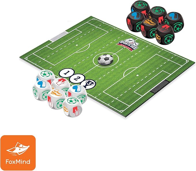 Foxmind Games: Sports Dice, Soccer, Kick it Out of The Stadium, Easy to Learn, Fun to Play, Up to 4 Players, for Ages 7 and up