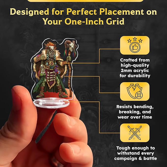Compatible Miniatures for Dungeon Masters, Skinny Minis Orcs, DND 2D Miniatures, Double-Sided Durable Acrylic DND Minis D&D