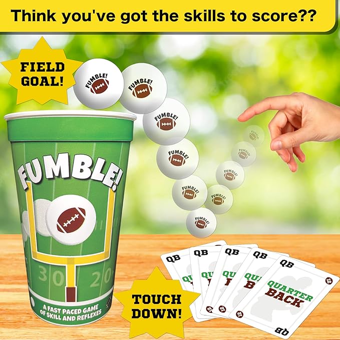 Fumble! Football Card and Pong for Adults and Kids 6+ | Cup Pong | Fun Football Card Game