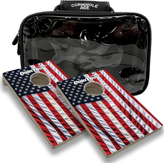 2 CoinToss Boards and Carry Case Set - Wavy USA Flag