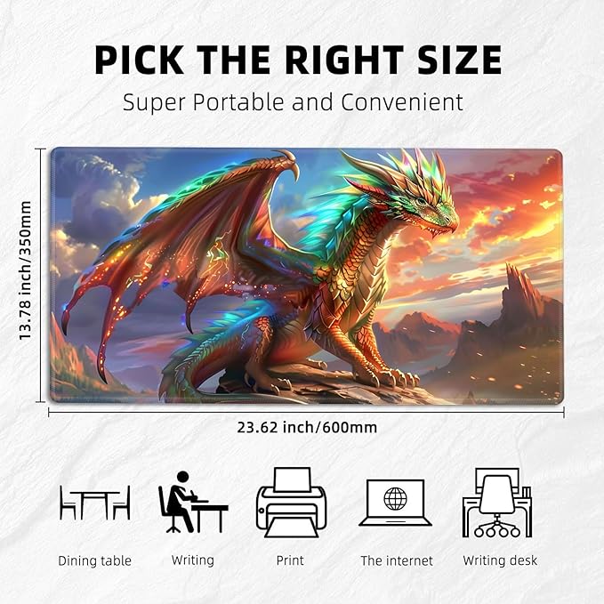 for MTG Playmat with Storage Bags, Card Playmat for TCG Card Playing Game,Rollable & Foldable for PTCG and Board Game Mat for Cards,Non-Slip Dragon Desk Mat for Home Office