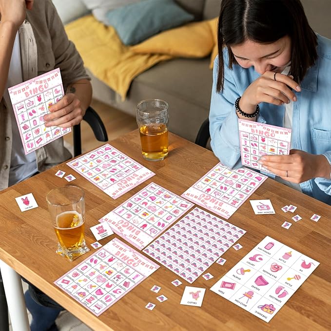 Gender Reveal Bingo Cards - 24 Players, Neutral Gender Reveal Party Activities for Family Friends, Bingo Game for Pregnancy Announcement Party Favor Supplies