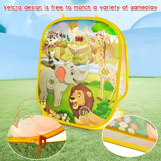 4 in 1 Portable Party Toys, Kids Bean Bag Throwing Games, Boys Shooting Toy Guns, Indoor and Outdoor Toys for 3 4 5 6 7 8 9 Year Old Boys and Girls, Birthday